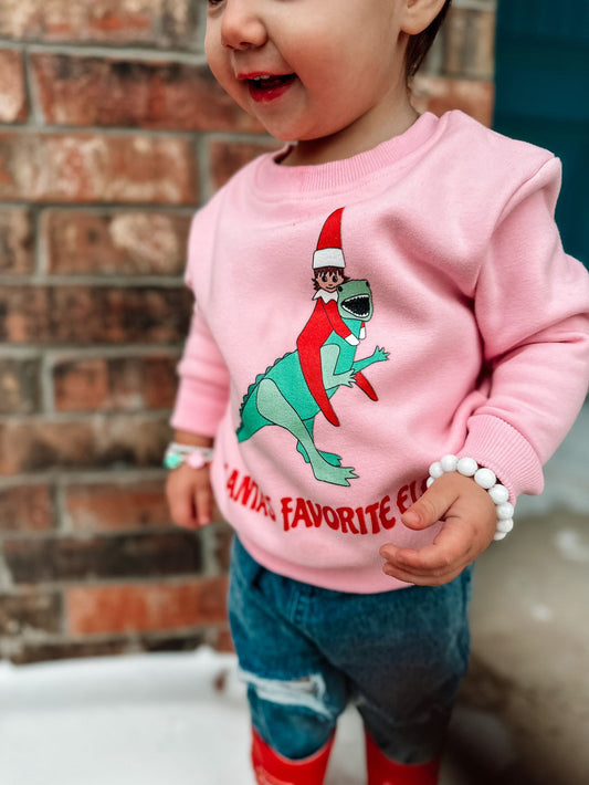 Santa's Favorite Elf Sweatshirt - Pink - FINAL SALE